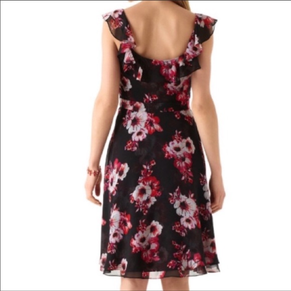 White House Black Market Hug Shoulder Bottom Ruffle Tiered Dress - Picture 7 of 8